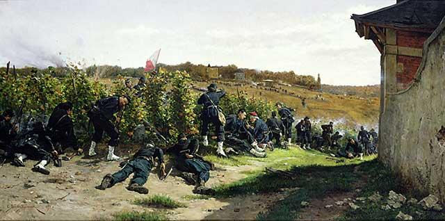 Fichier:Étienne Prosper Berne-Bellecour - Les Tirailleurs de la Seine au combat de Rueil-Malmaison le 21 octobre 1870.jpg